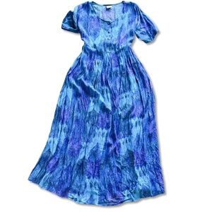 Vintage 90s Full Length Summer Dress with Short Sleeves